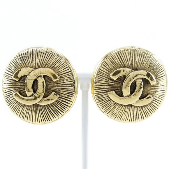 CHANEL Gold Logo Earrings